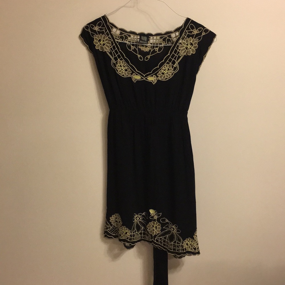 Moteph black embroidered floral dress